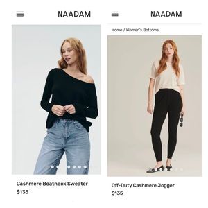 Naadam Cashmere Jogger 3X and Boatneck Cashmere Sweater 2X Set MSRP $270